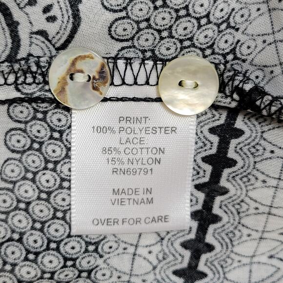 Valerie Stevens M Button Front 3/4 Raglan Sleeve Scoop Neck Lace Blouse Top - Picture 15 of 16